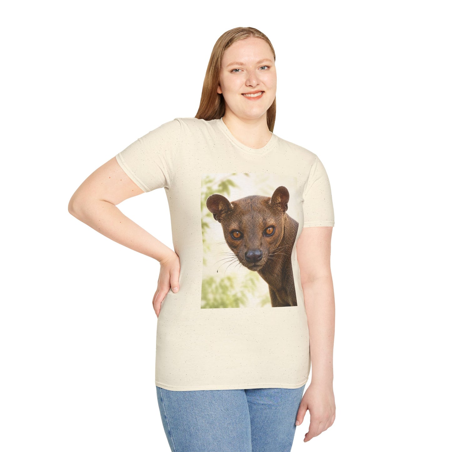 Realistic Fossa Portrait T-Shirt — Madagascar Wildlife Graphic Tee