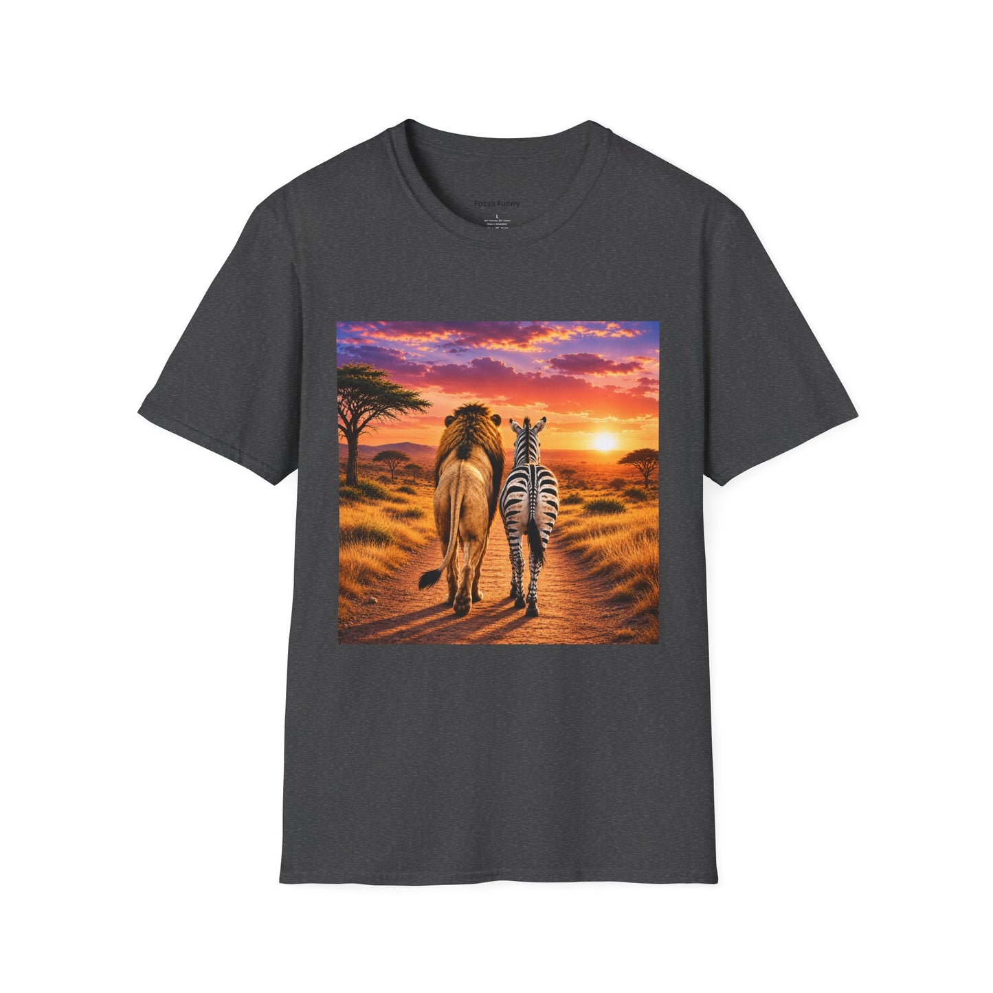 Lion and Zebra Sunset T-Shirt — African Safari Wildlife Graphic Tee