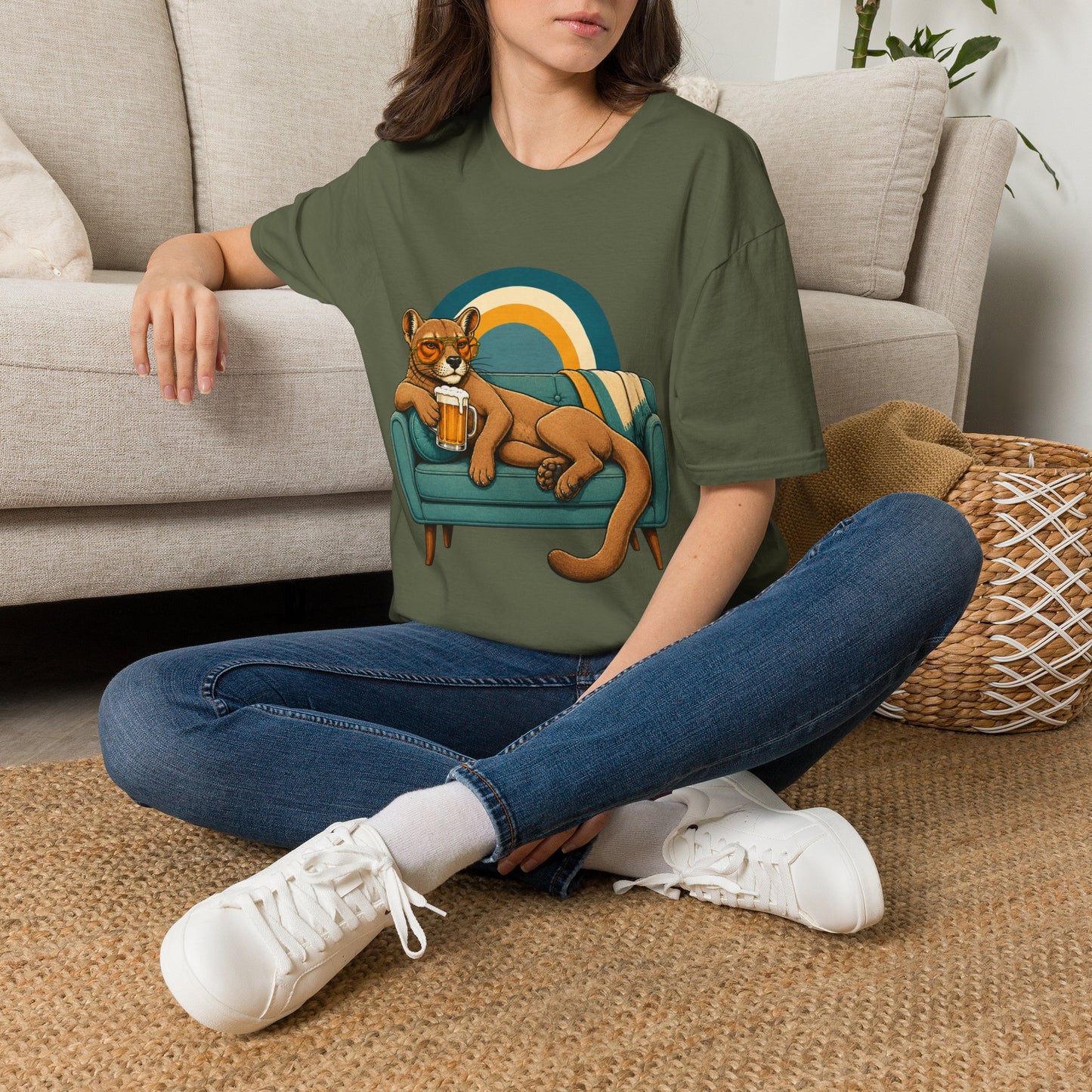 Lazy Fossa T-Shirt — Retro Fossa on Sofa Graphic Tee