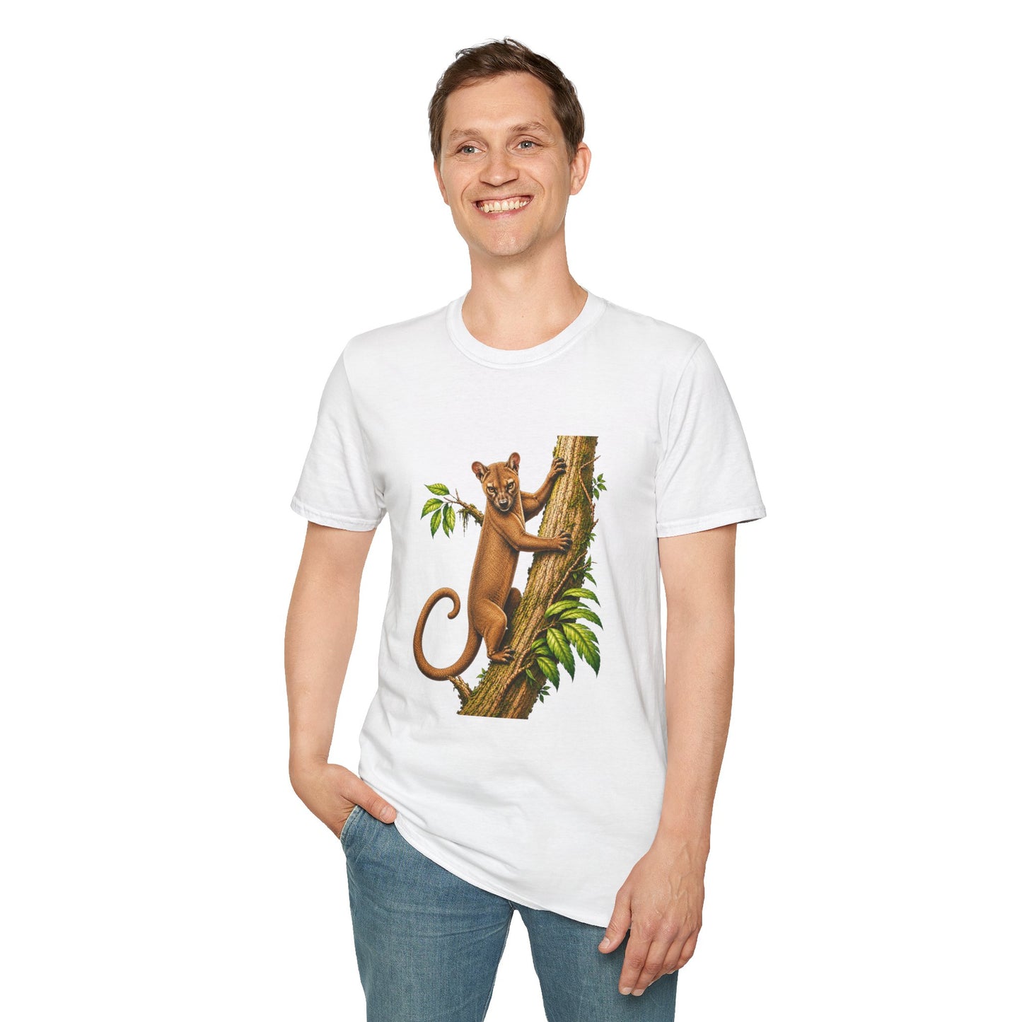 Climbing Fossa T-Shirt — Cute Madagascar Wildlife Graphic Tee