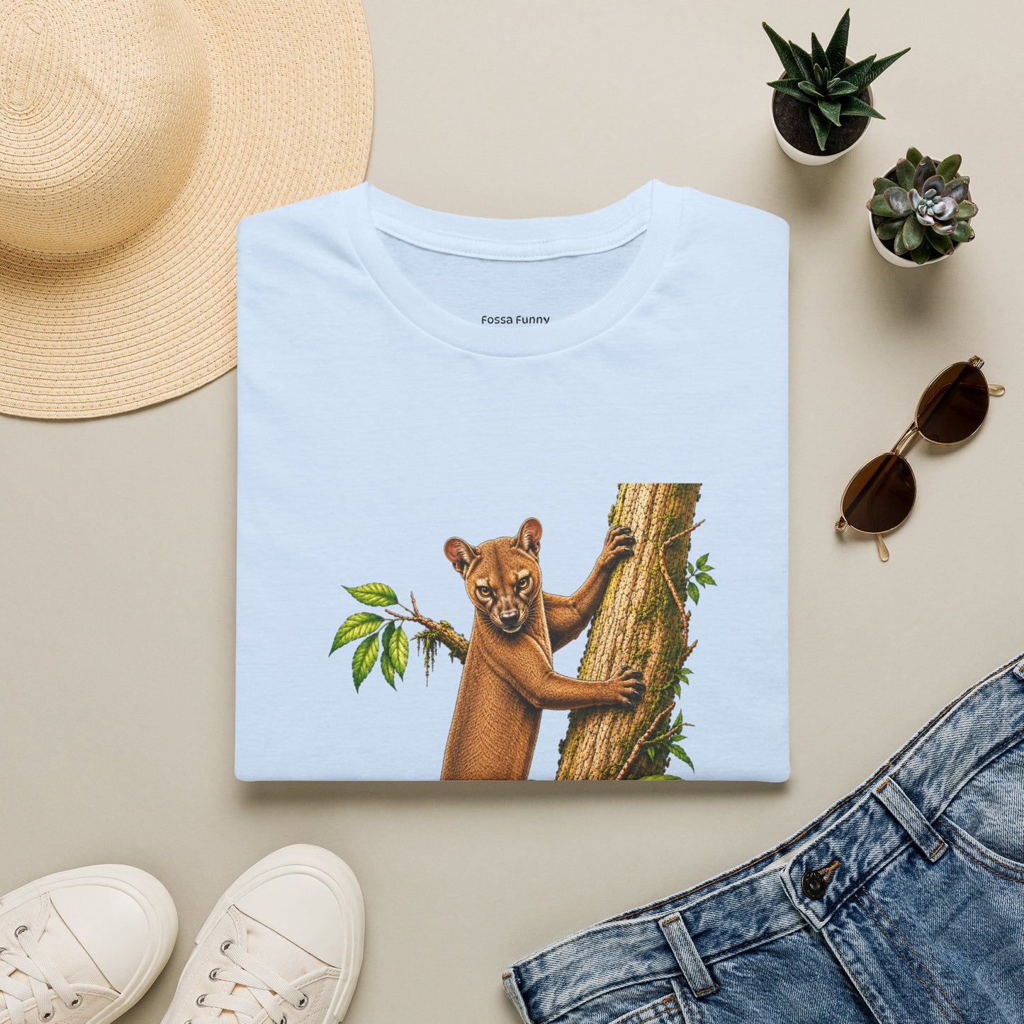Climbing Fossa T-Shirt — Cute Madagascar Wildlife Graphic Tee