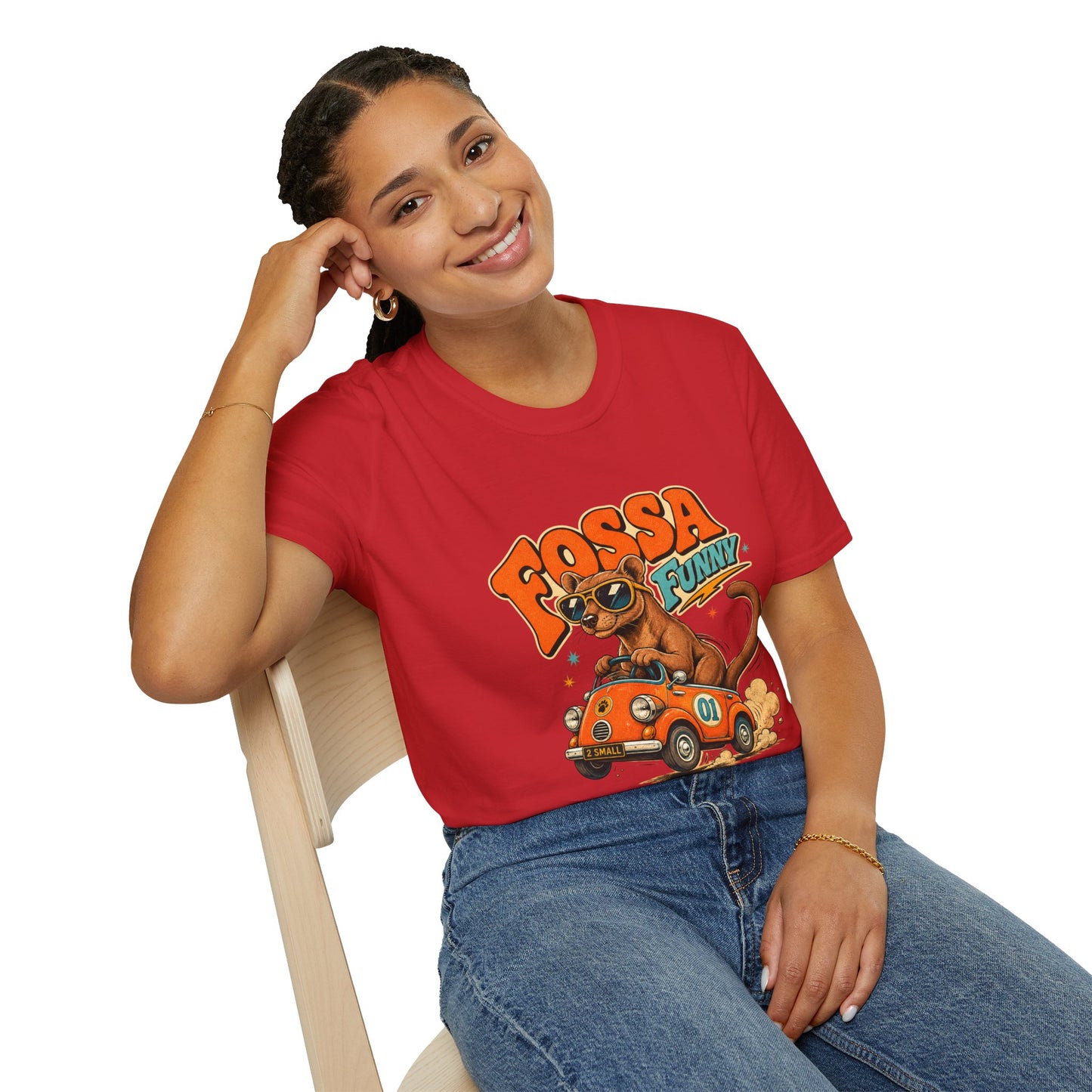 Fossa Funny Graphic T-Shirt — Cute Fossa Driving Vintage Design