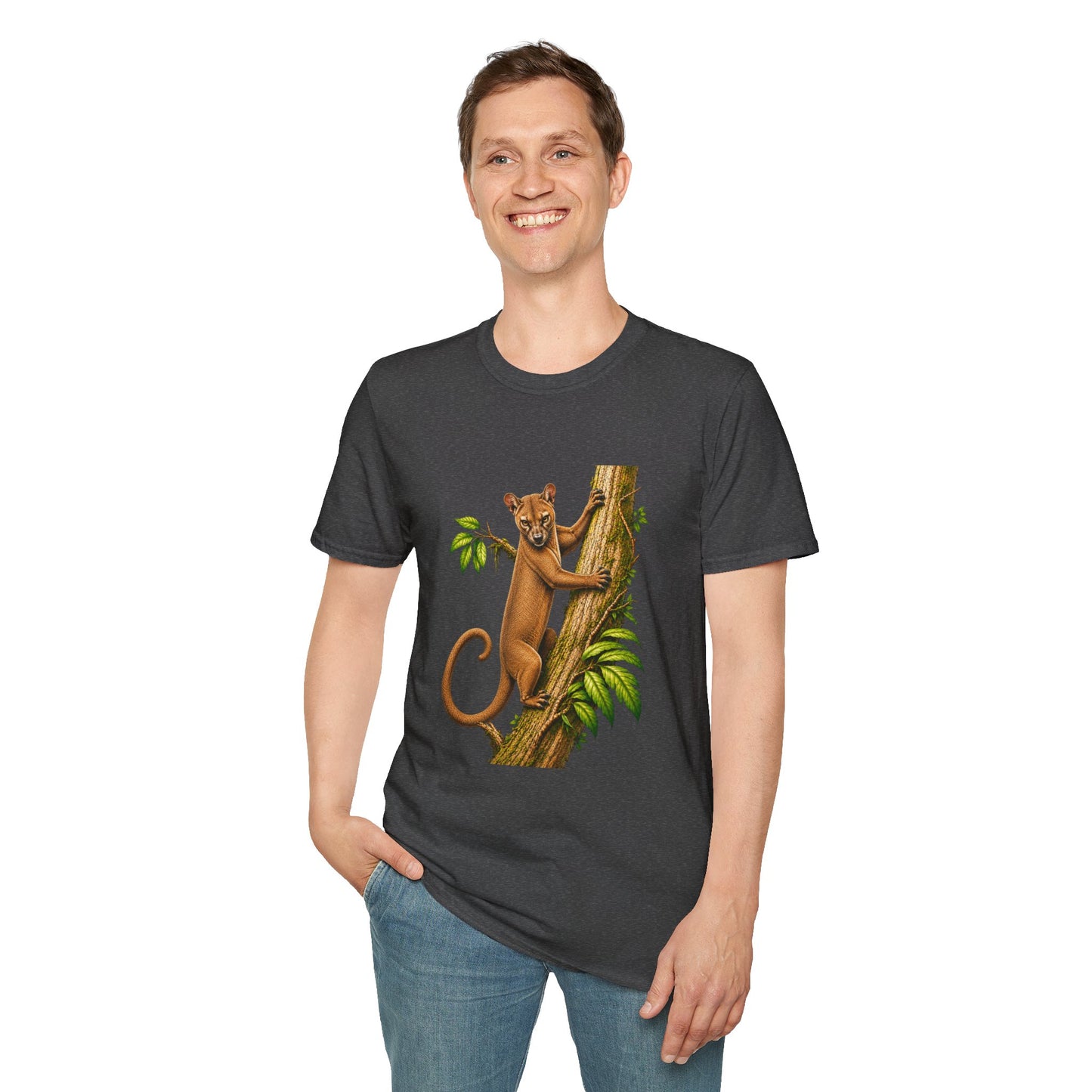 Climbing Fossa T-Shirt — Cute Madagascar Wildlife Graphic Tee