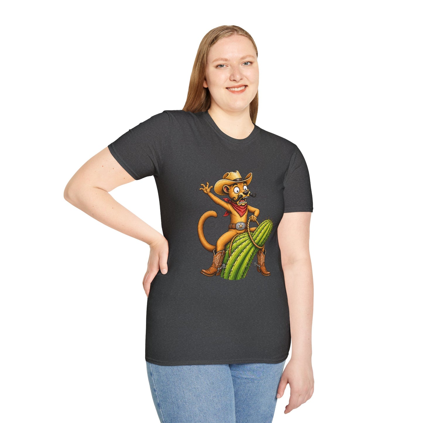 Fossa Cowboy T-Shirt — Funny Western Fossa Riding Cactus Tee