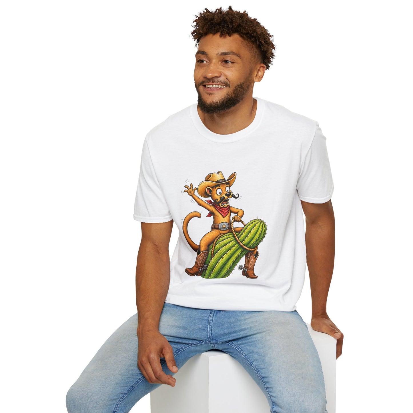 Fossa Cowboy T-Shirt — Funny Western Fossa Riding Cactus Tee