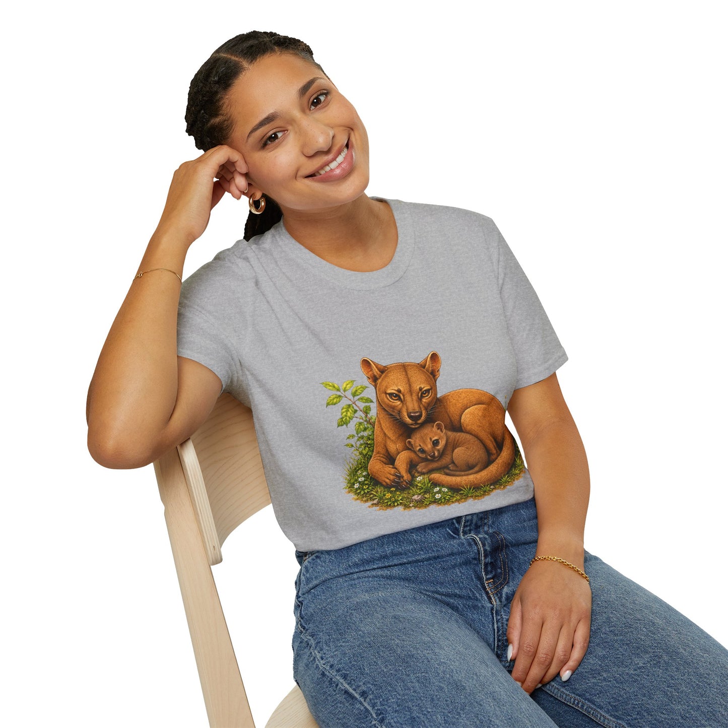 Protective Mama Fossa T-Shirt — A soft and heartwarming design celebrating the love between a mother and her baby