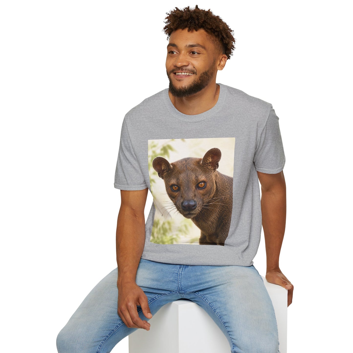 Realistic Fossa Portrait T-Shirt — Madagascar Wildlife Graphic Tee