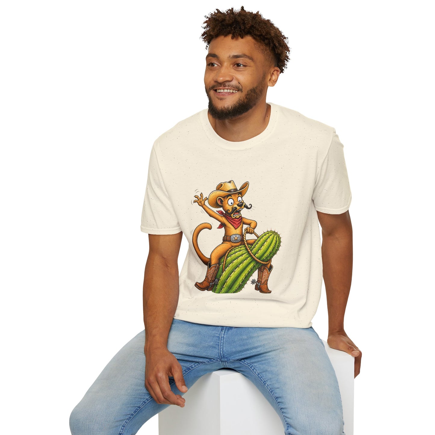 Fossa Cowboy T-Shirt — Funny Western Fossa Riding Cactus Tee