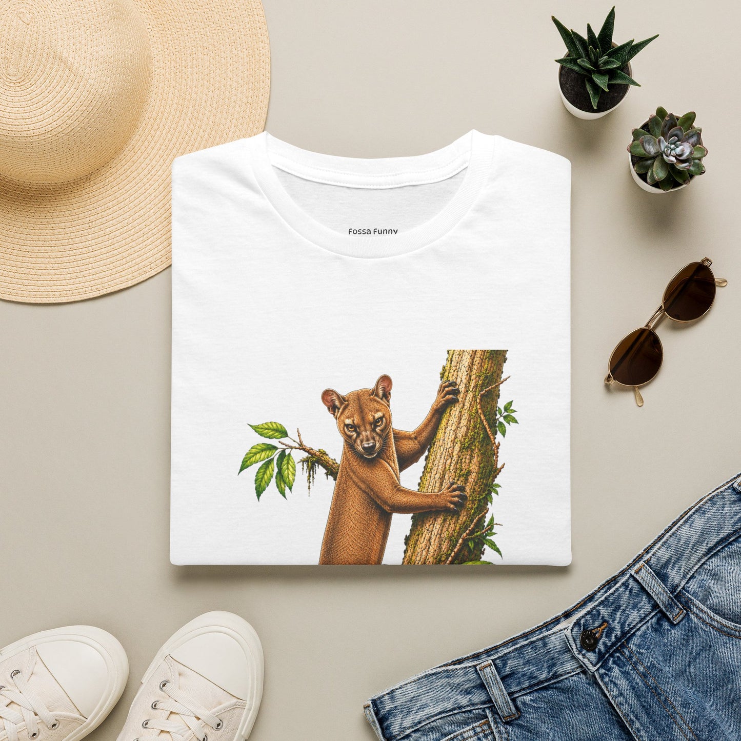 Climbing Fossa T-Shirt — Cute Madagascar Wildlife Graphic Tee