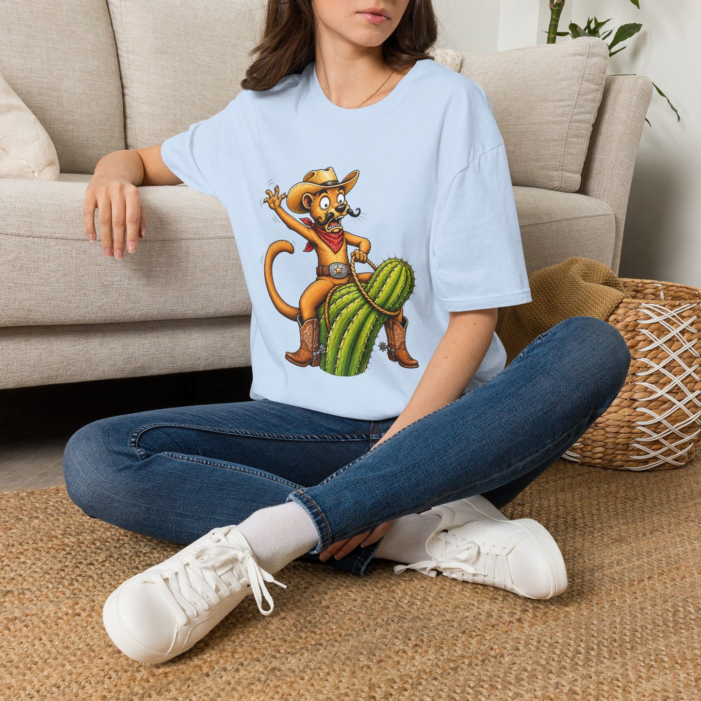 Fossa Cowboy T-Shirt — Funny Western Fossa Riding Cactus Tee