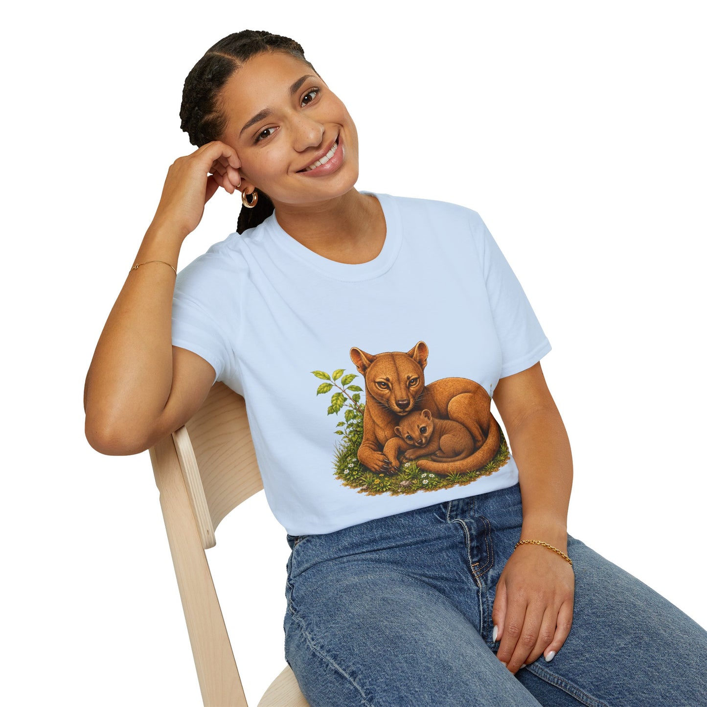 Protective Mama Fossa T-Shirt — A soft and heartwarming design celebrating the love between a mother and her baby