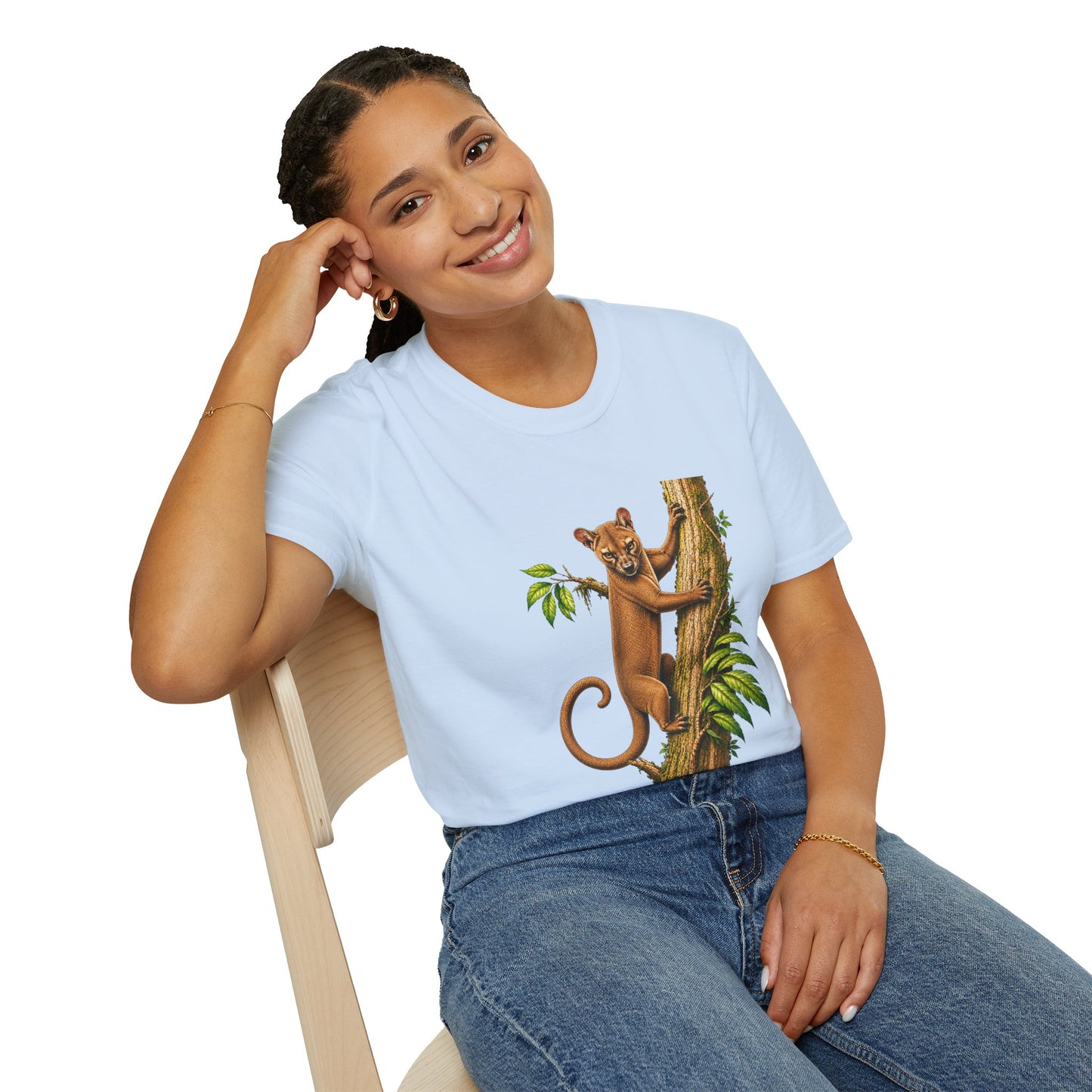 Climbing Fossa T-Shirt — Cute Madagascar Wildlife Graphic Tee
