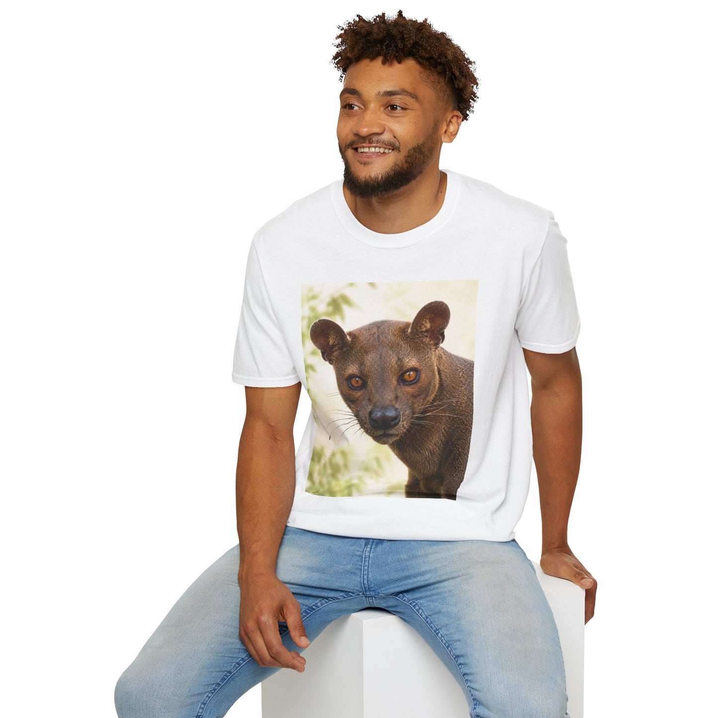 Realistic Fossa Portrait T-Shirt — Madagascar Wildlife Graphic Tee