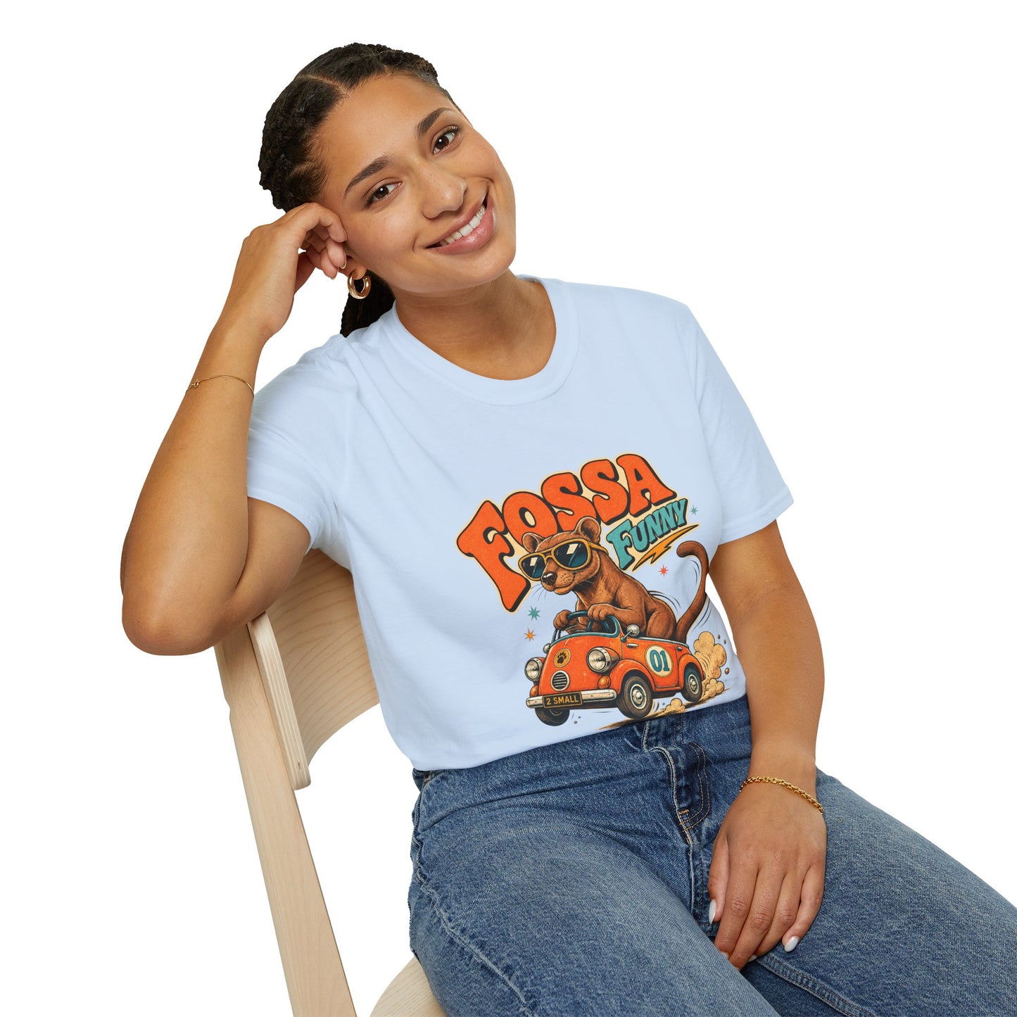Fossa Funny Graphic T-Shirt — Cute Fossa Driving Vintage Design