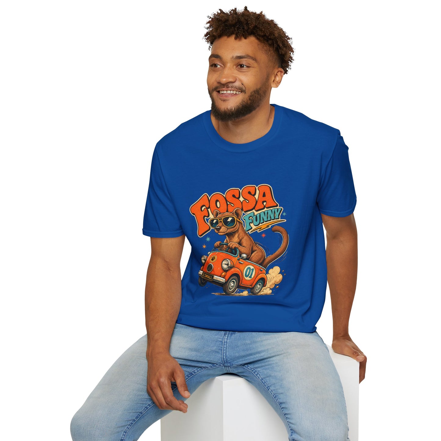 Fossa Funny Graphic T-Shirt — Cute Fossa Driving Vintage Design