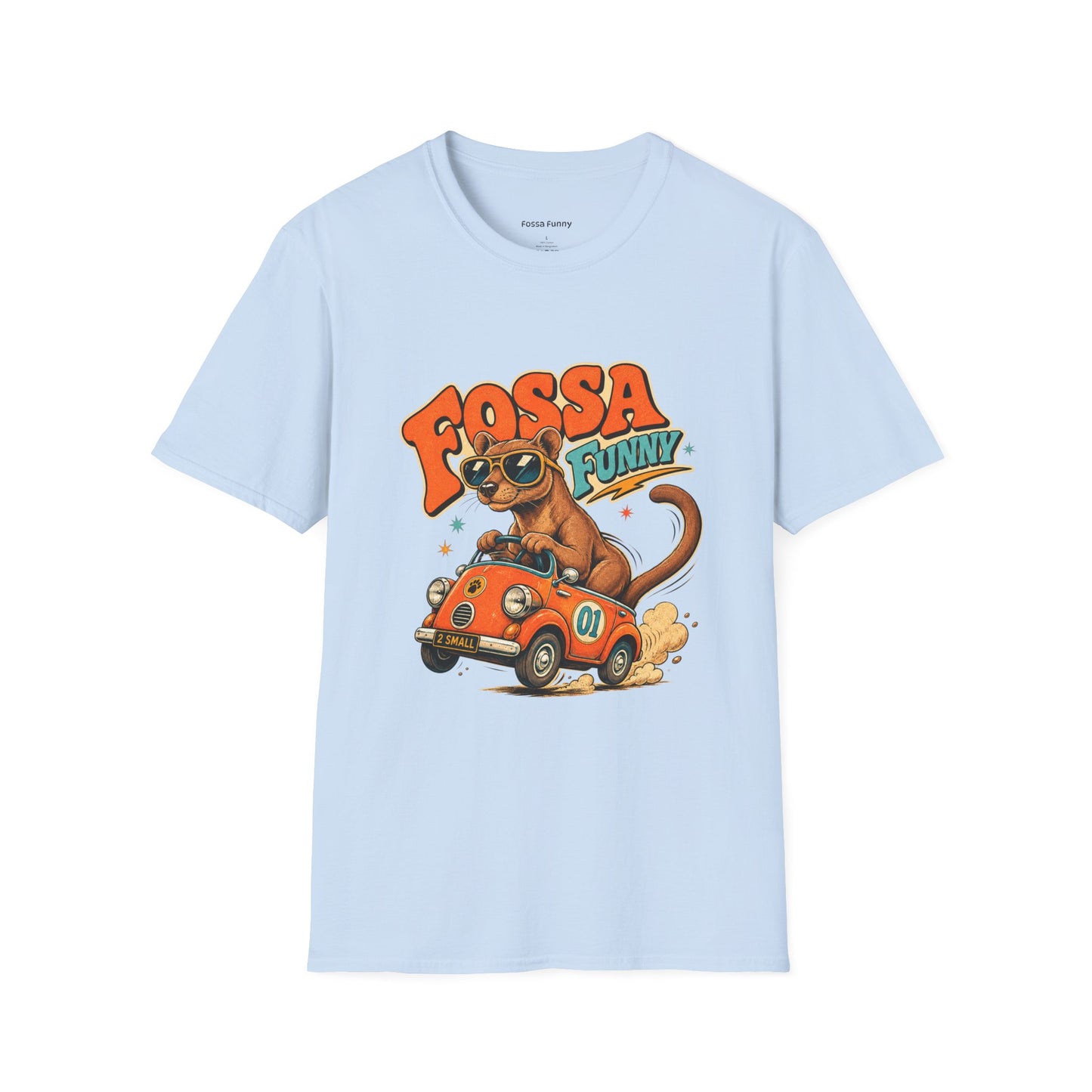 Fossa Funny Graphic T-Shirt — Cute Fossa Driving Vintage Design