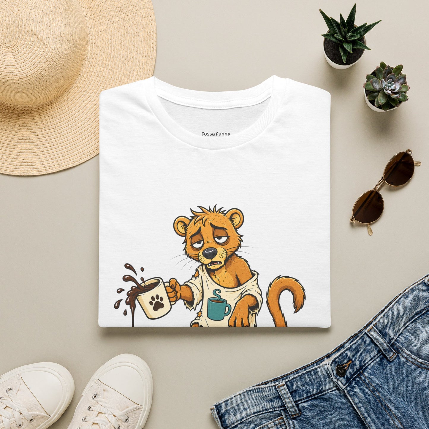 Coffee Powered Fossa T-Shirt — Funny Loading Animal Graphic Tee