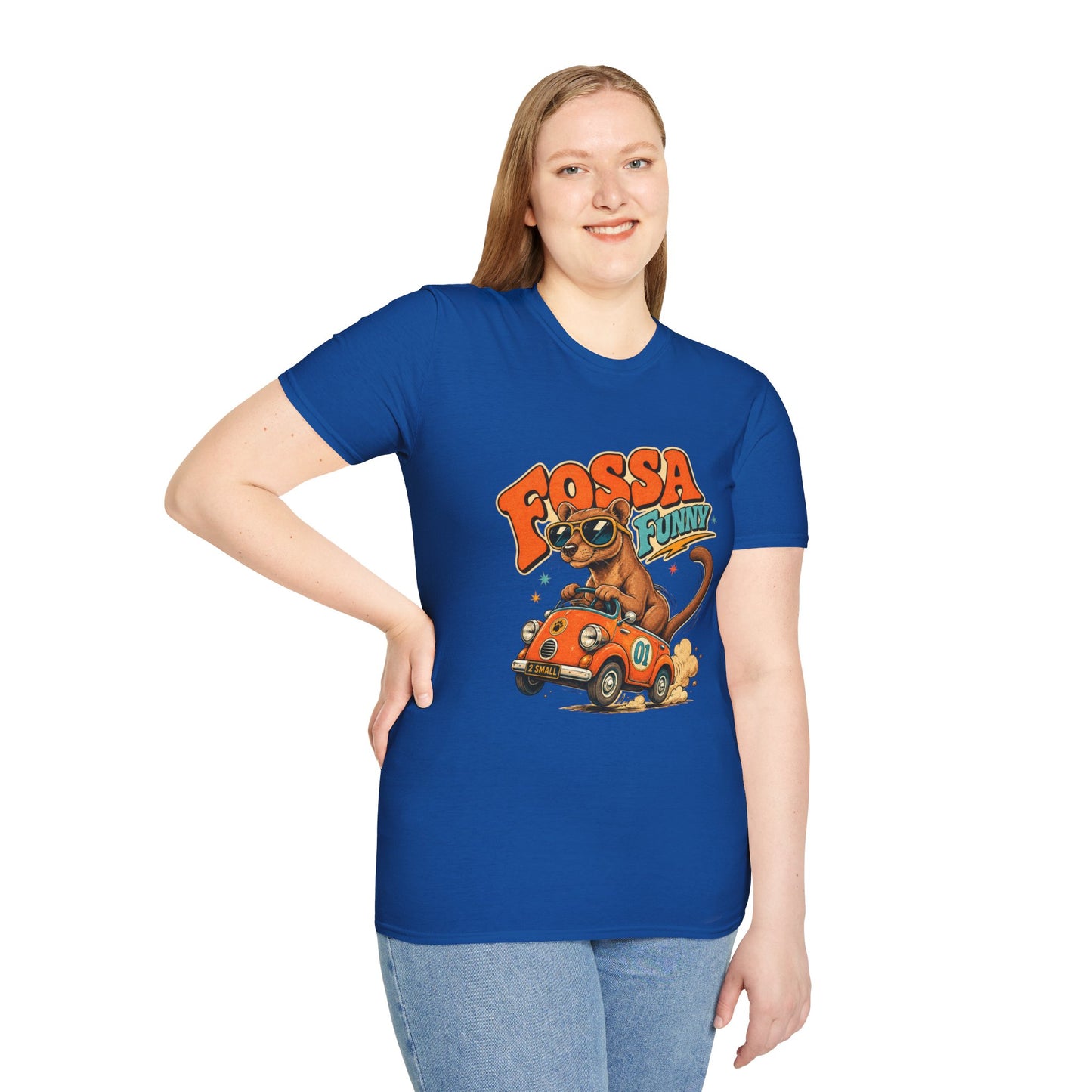 Fossa Funny Graphic T-Shirt — Cute Fossa Driving Vintage Design
