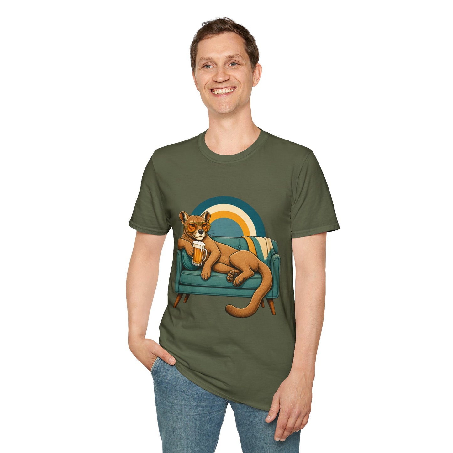Lazy Fossa T-Shirt — Retro Fossa on Sofa Graphic Tee