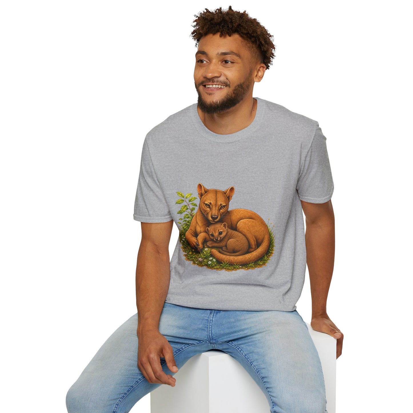 Protective Mama Fossa T-Shirt — A soft and heartwarming design celebrating the love between a mother and her baby