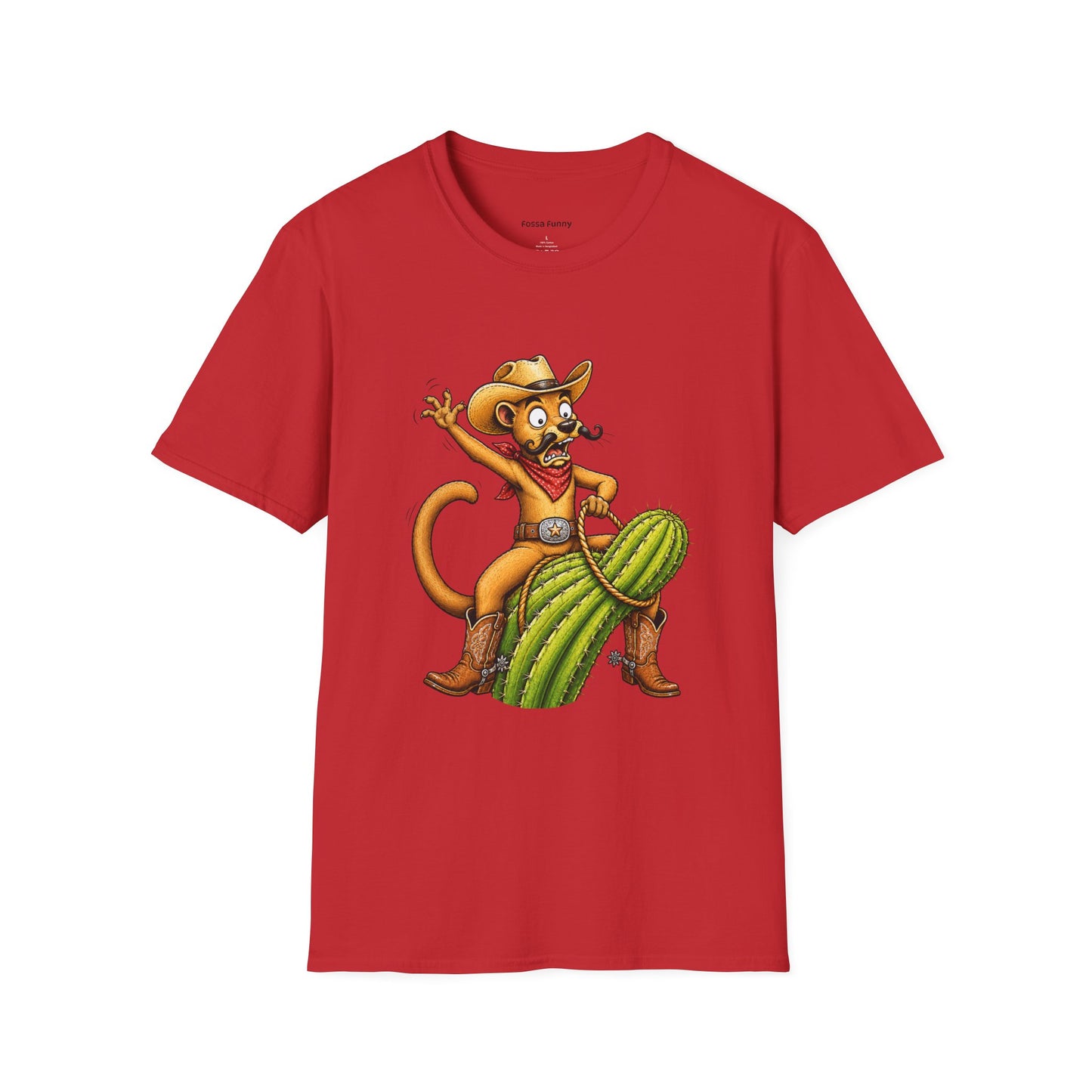 Fossa Cowboy T-Shirt — Funny Western Fossa Riding Cactus Tee