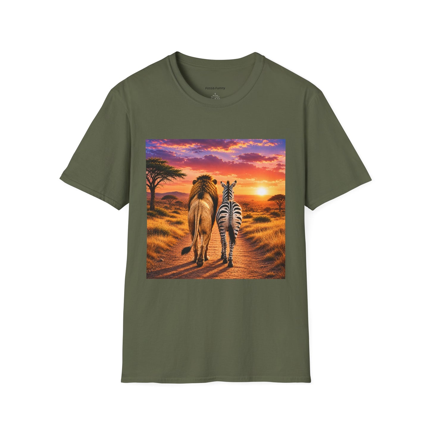 Lion and Zebra Sunset T-Shirt — African Safari Wildlife Graphic Tee