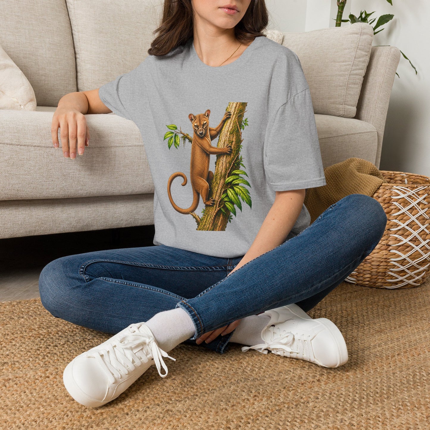 Climbing Fossa T-Shirt — Cute Madagascar Wildlife Graphic Tee