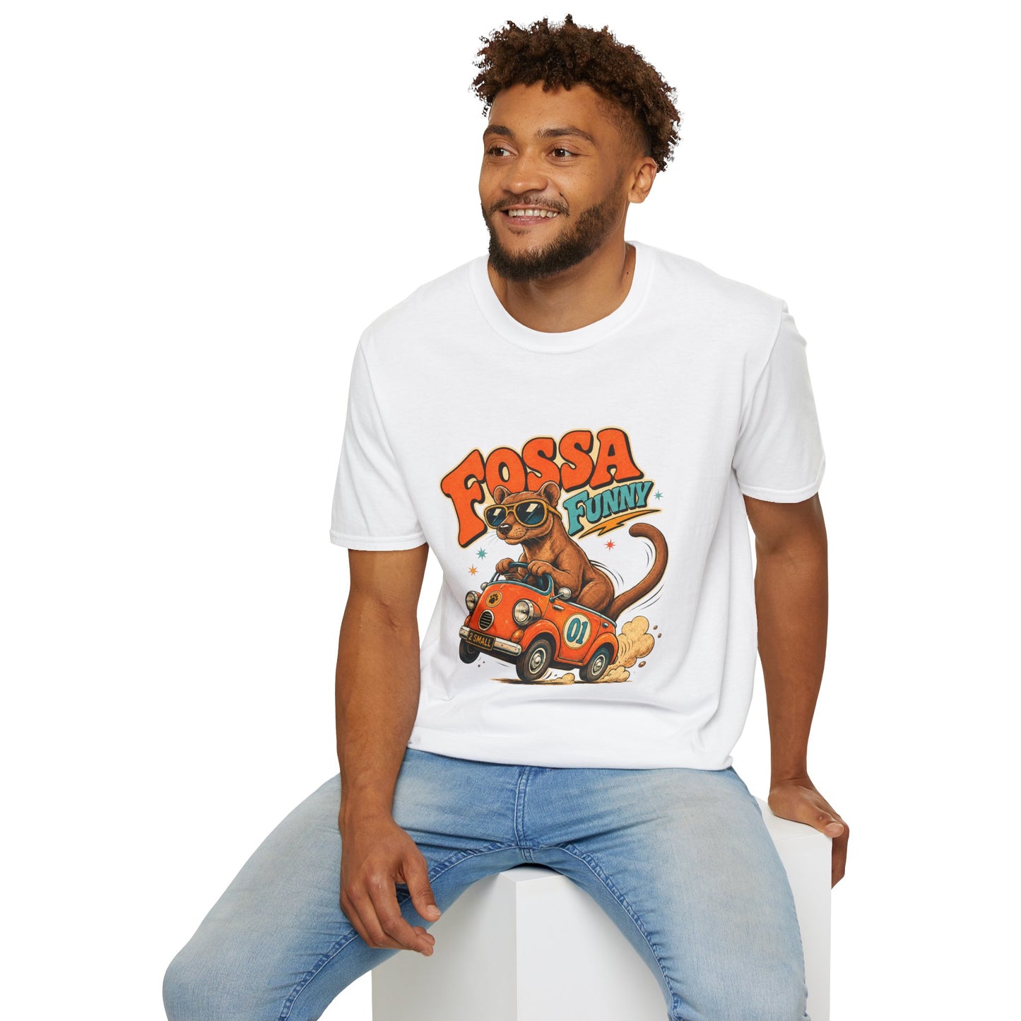 Fossa Funny Graphic T-Shirt — Cute Fossa Driving Vintage Design