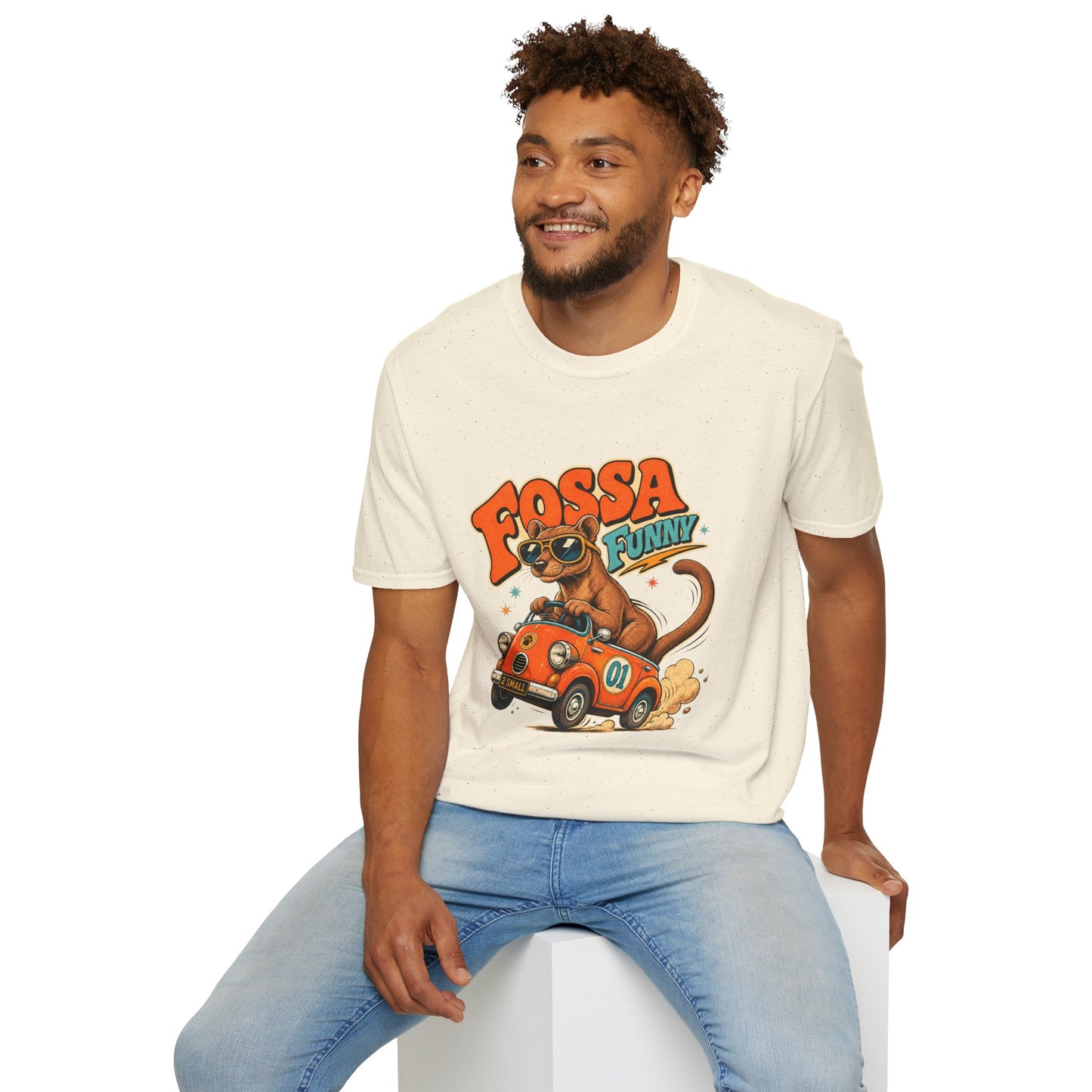 Fossa Funny Graphic T-Shirt — Cute Fossa Driving Vintage Design