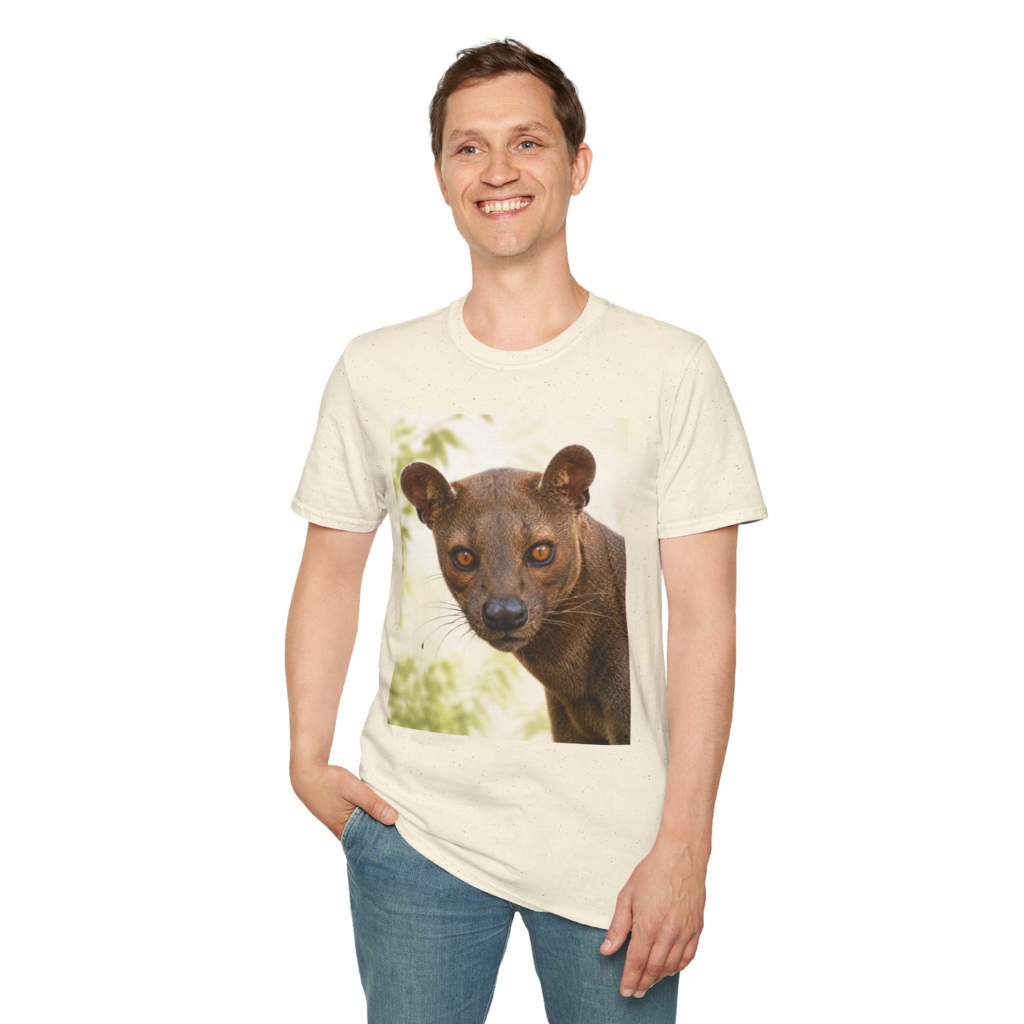 Realistic Fossa Portrait T-Shirt — Madagascar Wildlife Graphic Tee