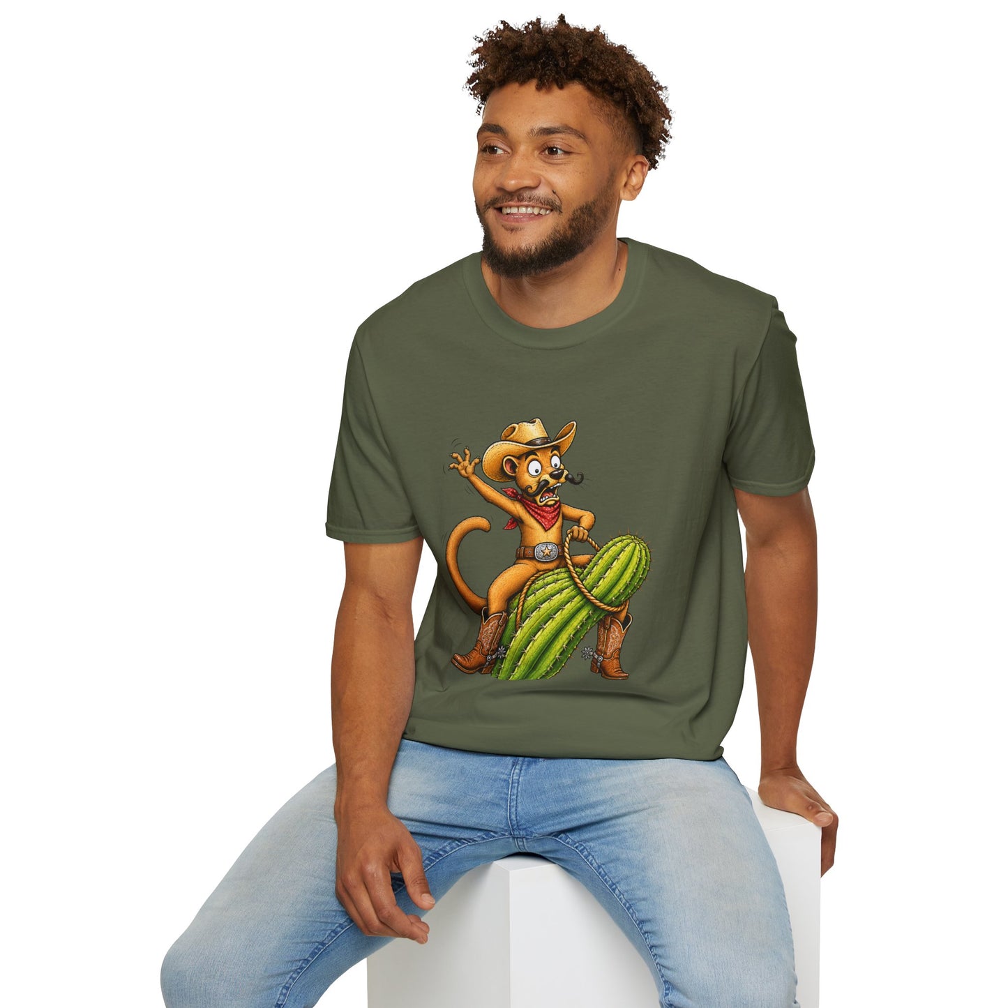 Fossa Cowboy T-Shirt — Funny Western Fossa Riding Cactus Tee