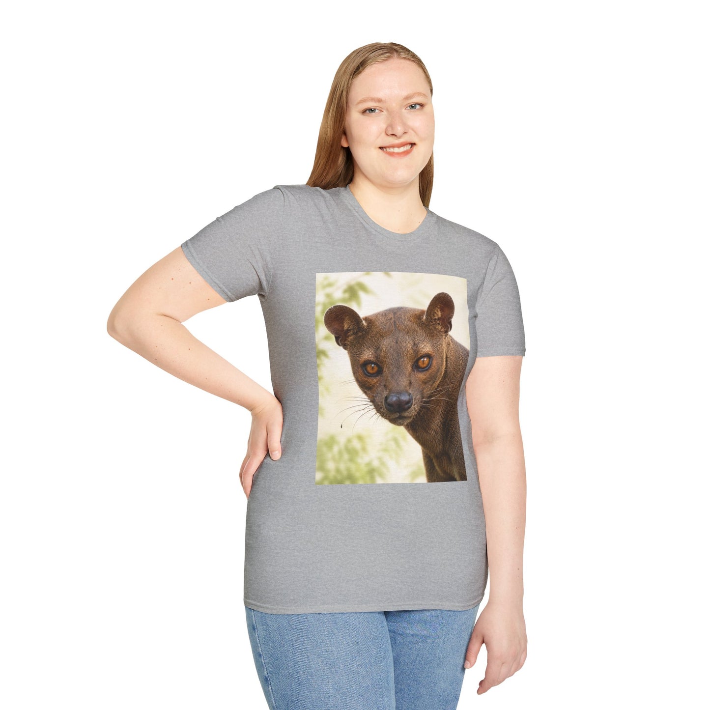 Realistic Fossa Portrait T-Shirt — Madagascar Wildlife Graphic Tee