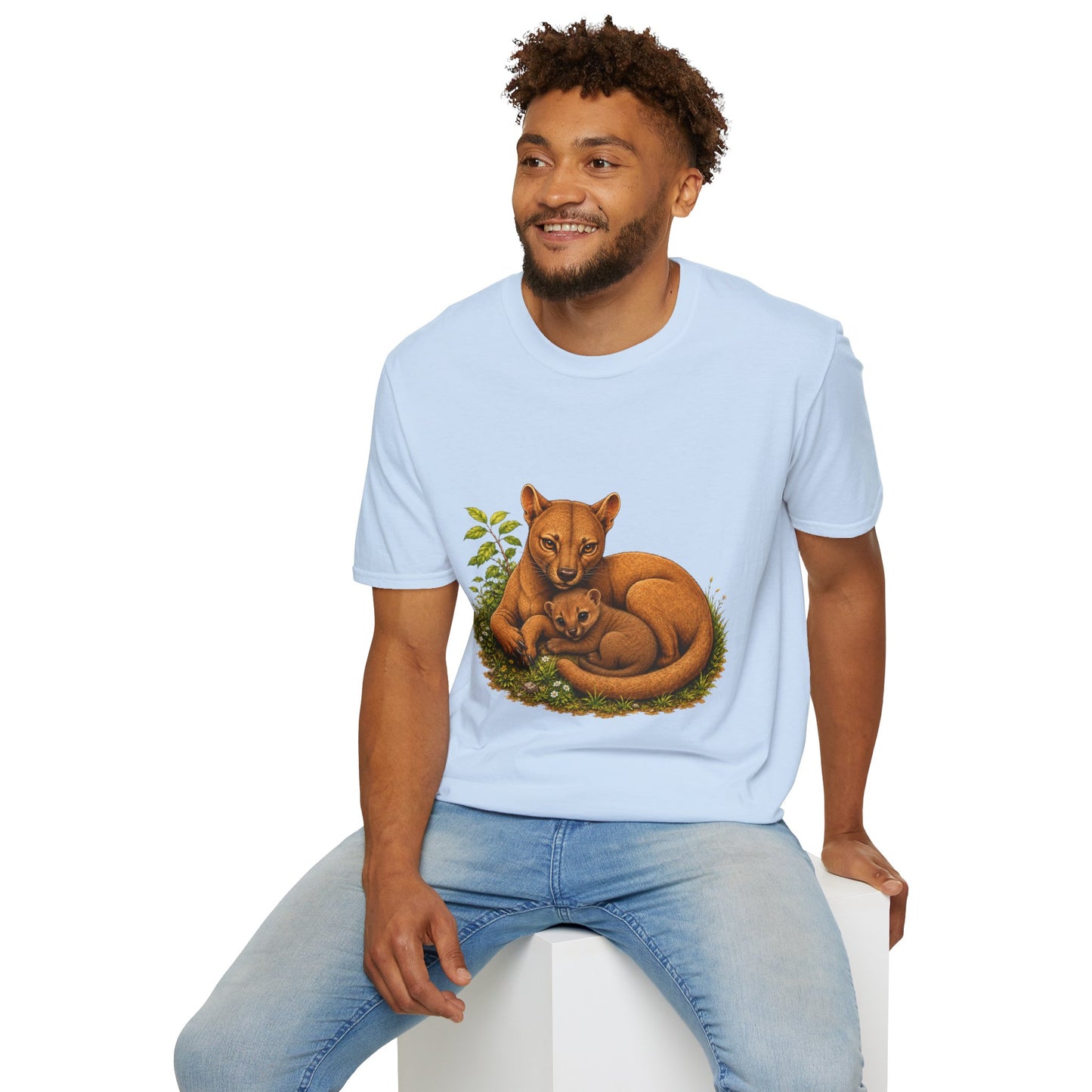 Protective Mama Fossa T-Shirt — A soft and heartwarming design celebrating the love between a mother and her baby