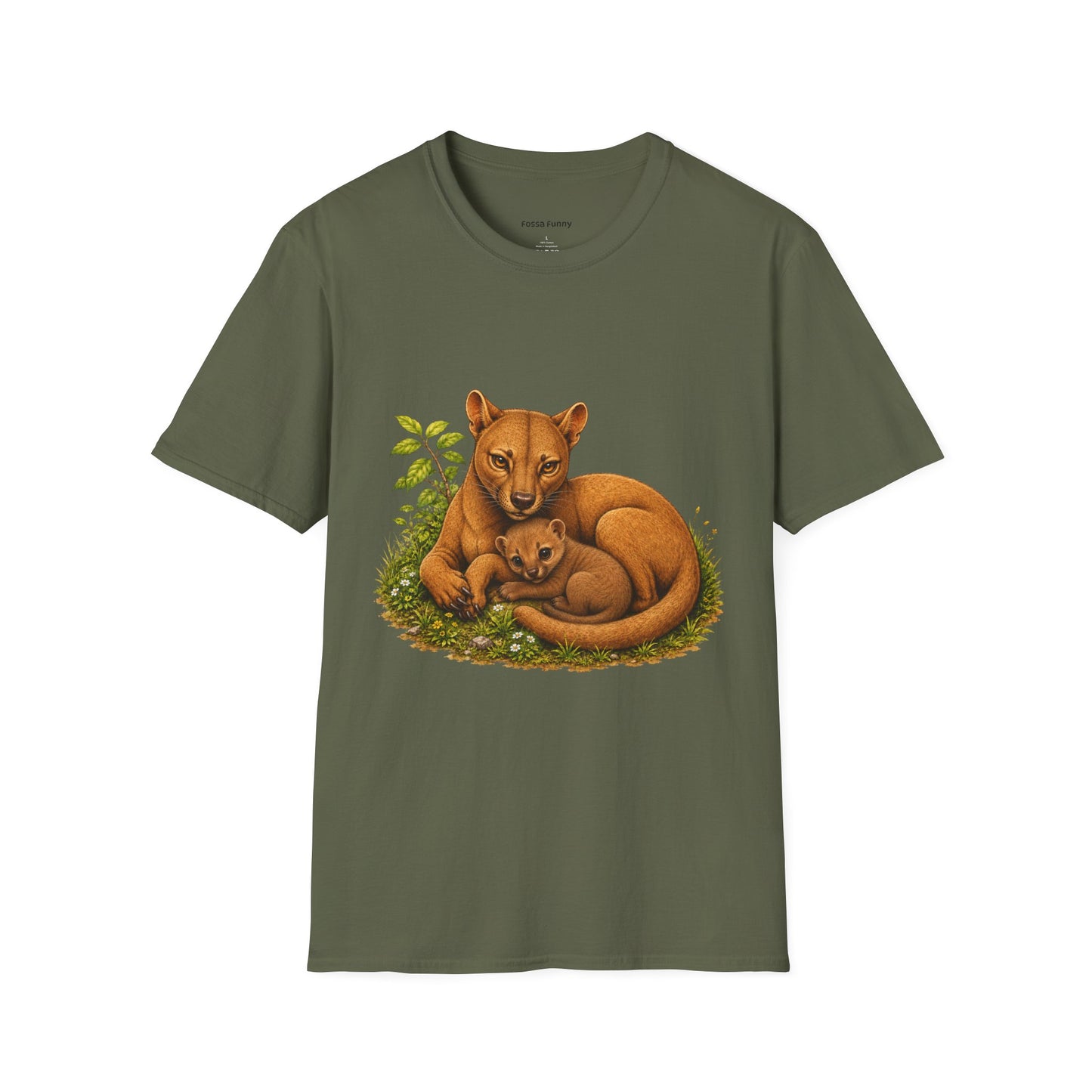 Protective Mama Fossa T-Shirt — A soft and heartwarming design celebrating the love between a mother and her baby