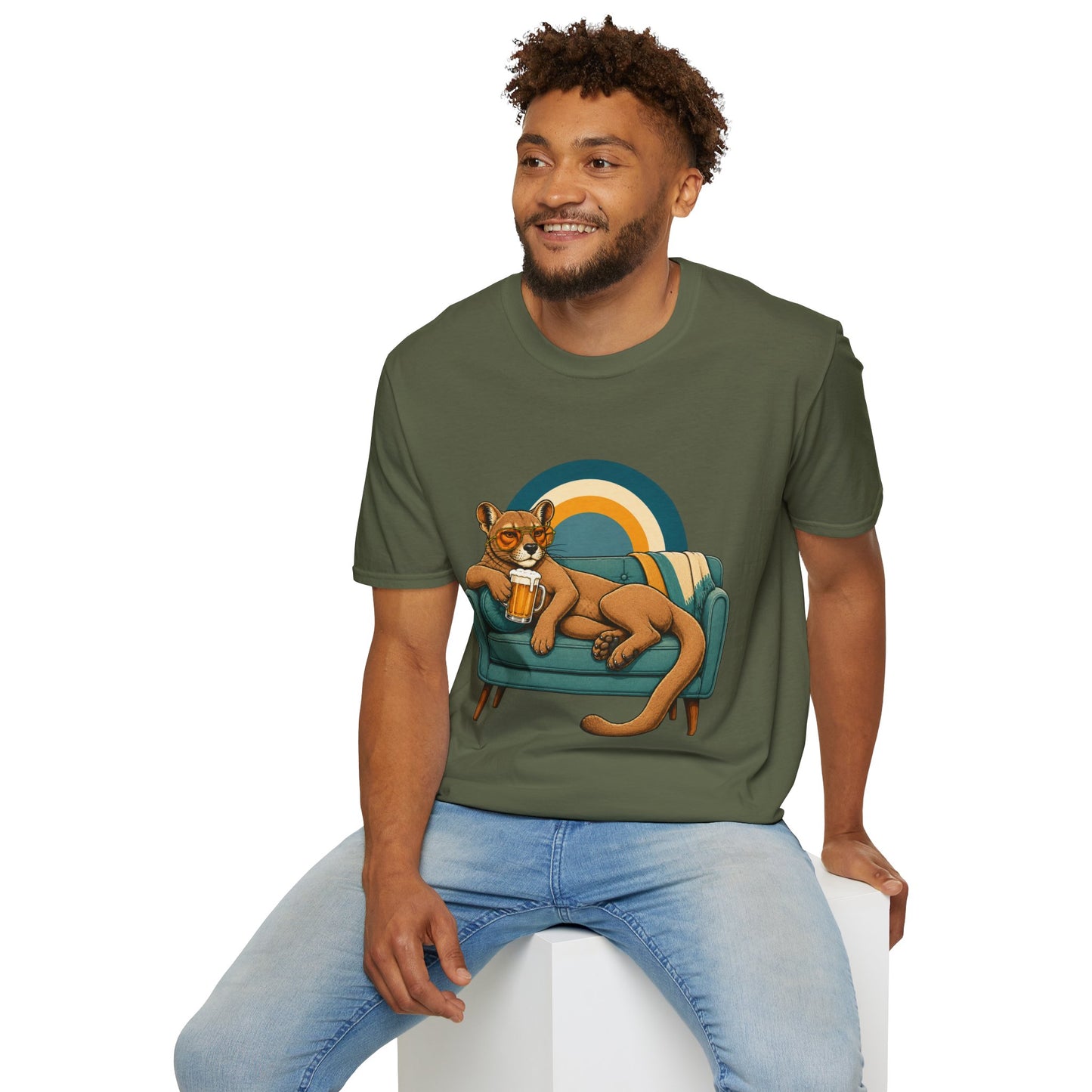 Lazy Fossa T-Shirt — Retro Fossa on Sofa Graphic Tee
