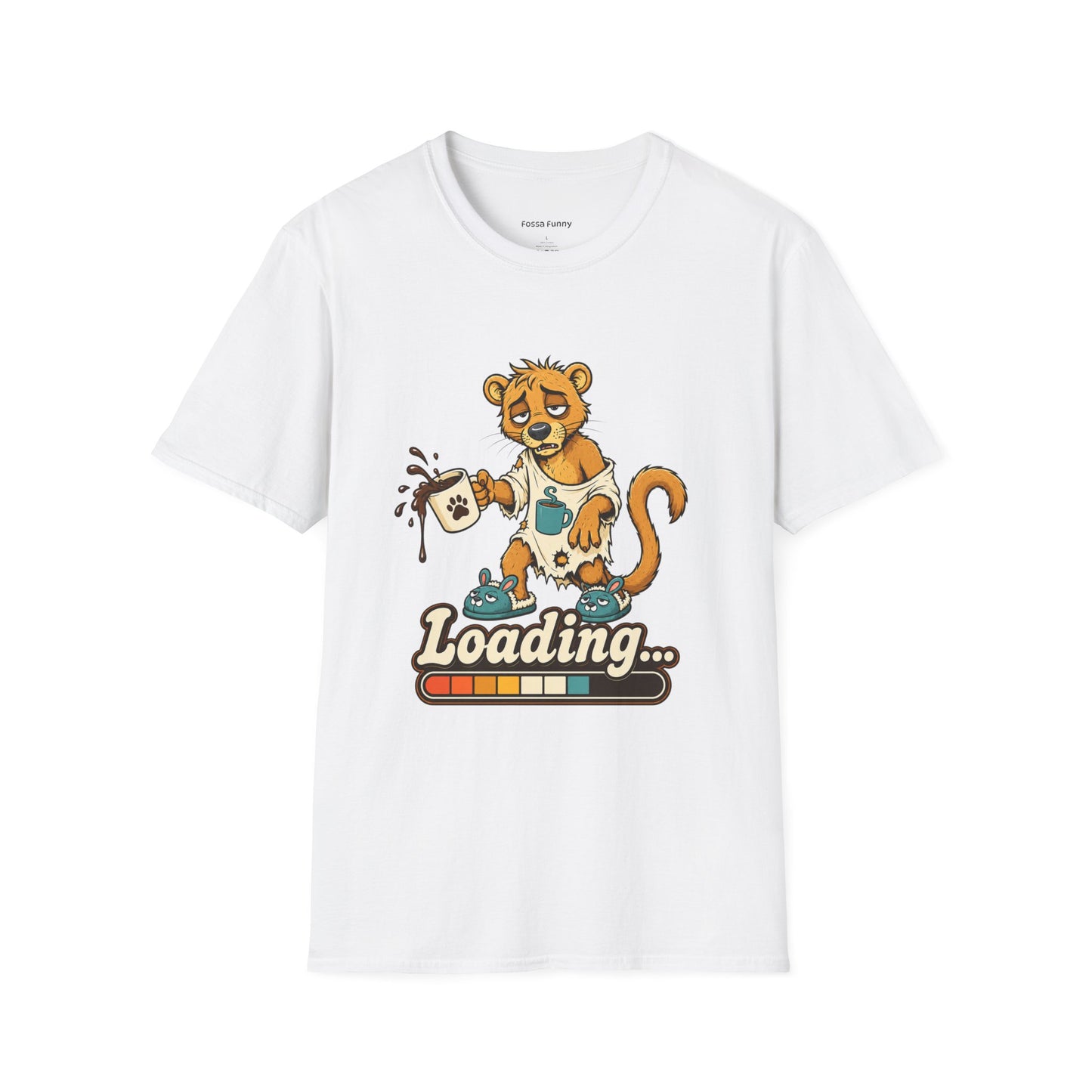 Coffee Powered Fossa T-Shirt — Funny Loading Animal Graphic Tee