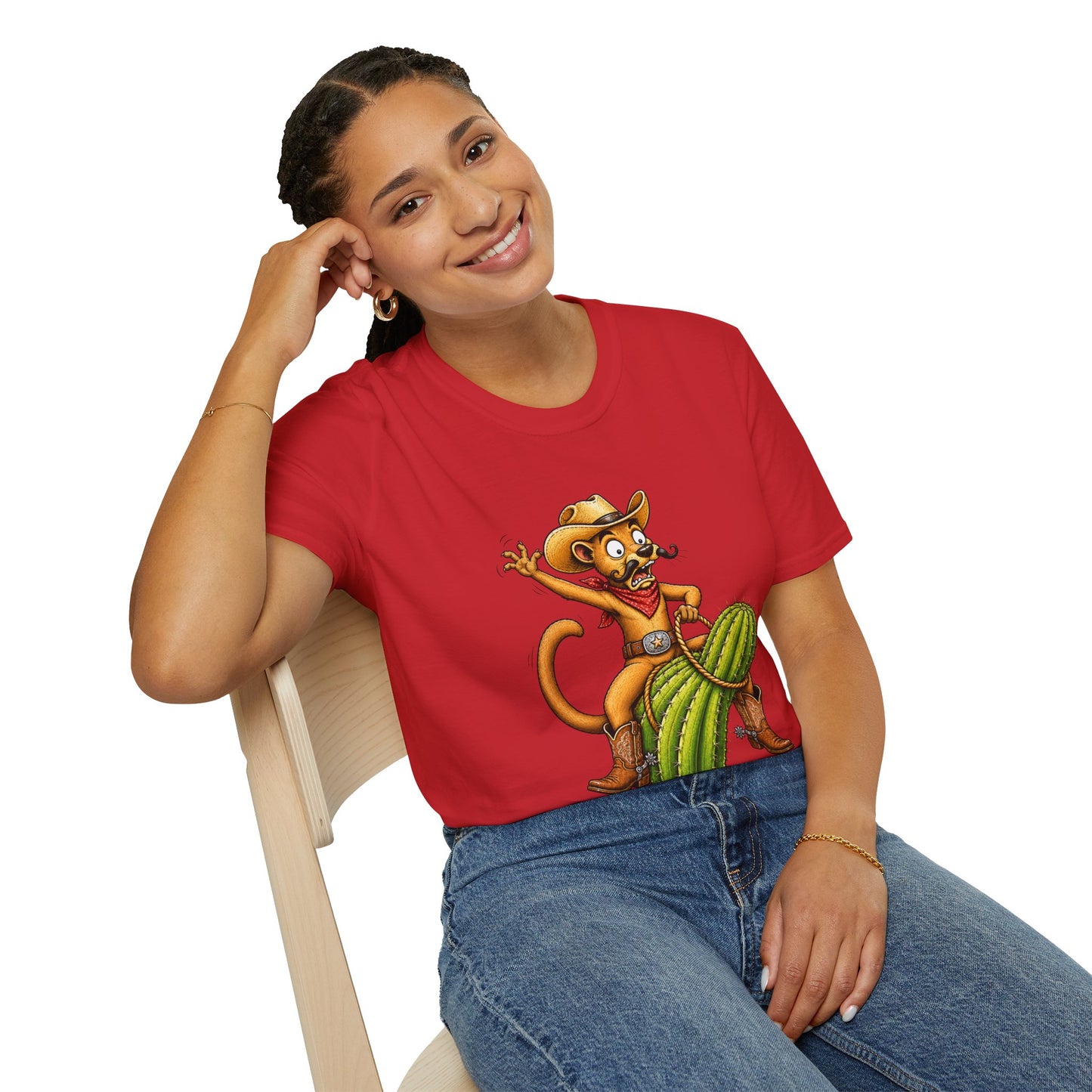 Fossa Cowboy T-Shirt — Funny Western Fossa Riding Cactus Tee