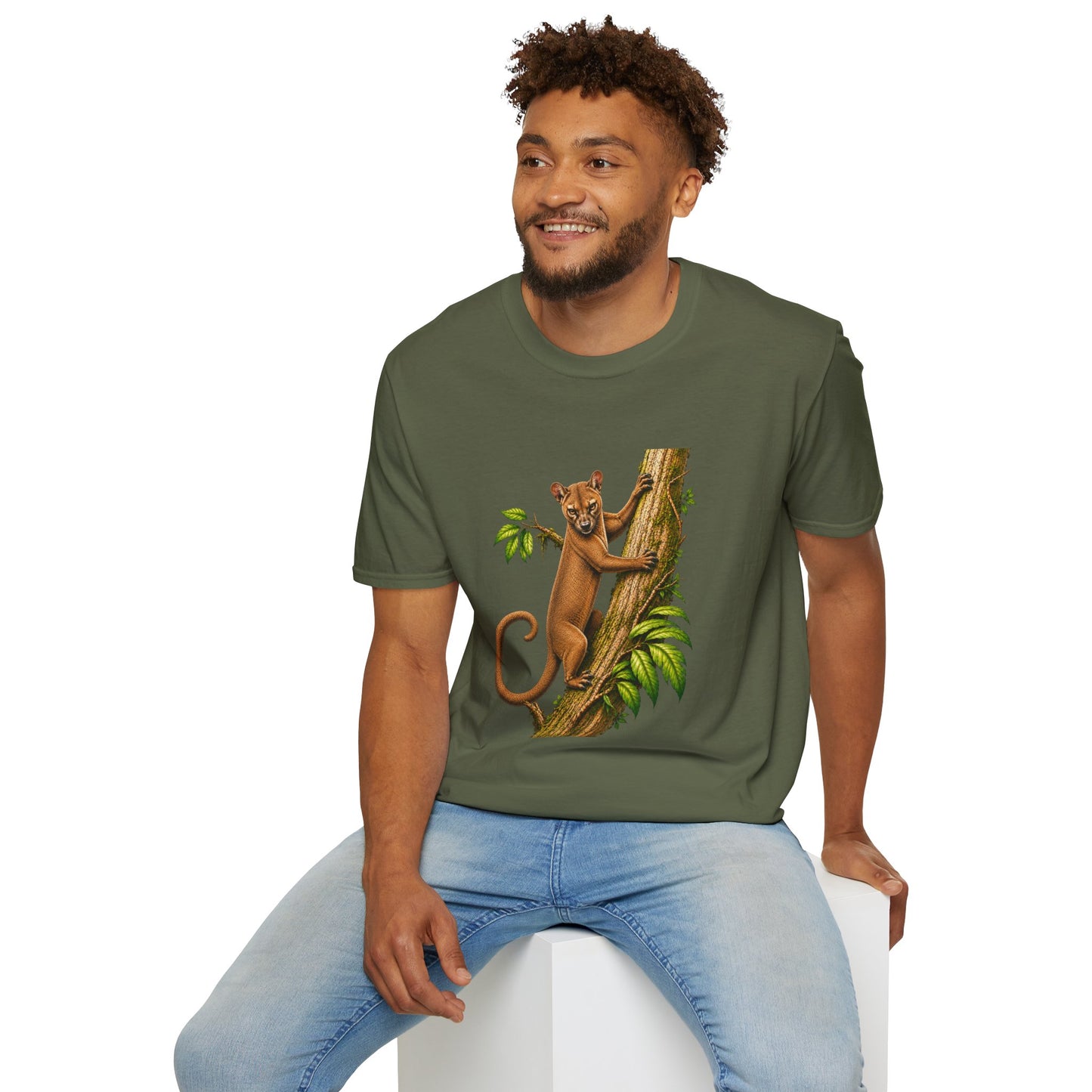 Climbing Fossa T-Shirt — Cute Madagascar Wildlife Graphic Tee