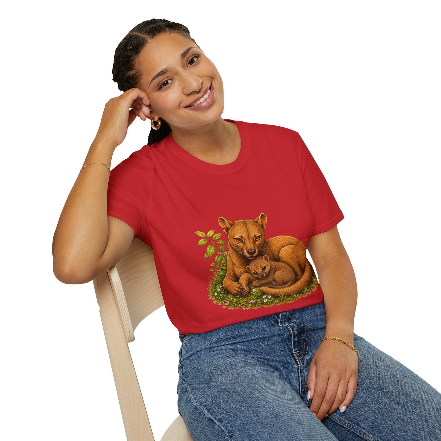Protective Mama Fossa T-Shirt — A soft and heartwarming design celebrating the love between a mother and her baby