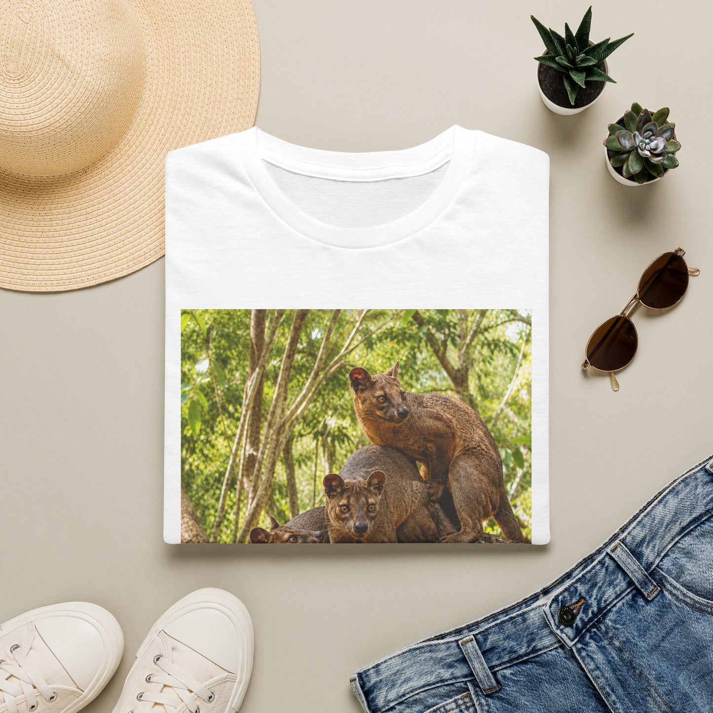 Adult Fossa Trio T-Shirt — Madagascar Wildlife Graphic Tee
