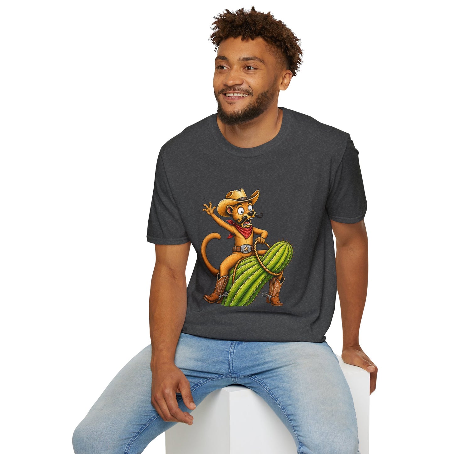 Fossa Cowboy T-Shirt — Funny Western Fossa Riding Cactus Tee